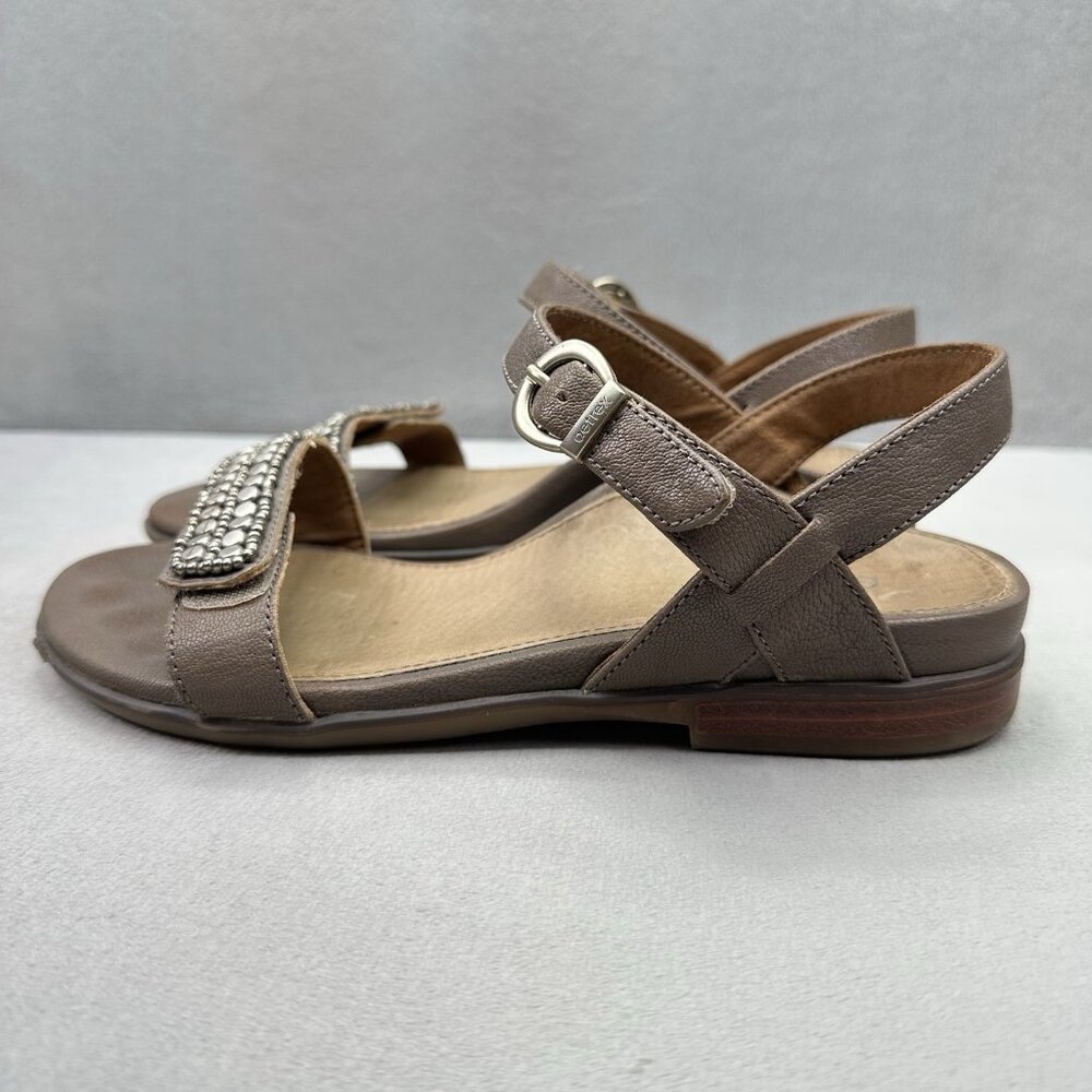 Aetrex Rylie Womens Size 7 Slingback Quarter Strap Sandals Brown Studded Leather - Picture 3 of 8